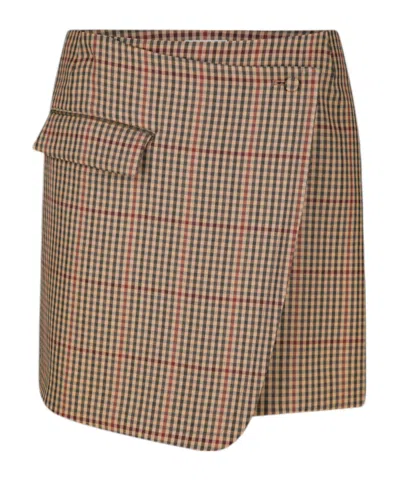 Dries Van Noten Sougies Checked Wool Wrap Mini Skirt In Multi-color
