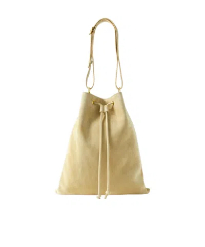 Khaite Large Drawstring Bucket Bag In Beige