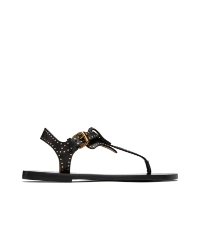 Isabel Marant Flat Thong Sandals With Metallic Studs In Black