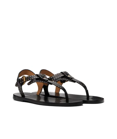Isabel Marant Flat Thong Sandals With Metallic Studs In Black