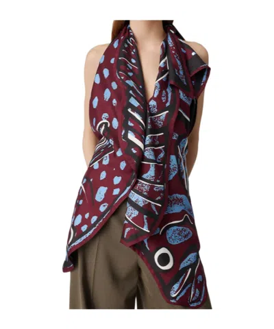 Bottega Veneta Women Multicolor Top With Asymmetric Design And All-over Printed Motif In Silk Woman In Brown