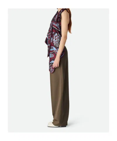 Bottega Veneta Women Multicolor Top With Asymmetric Design And All-over Printed Motif In Silk Woman In Brown