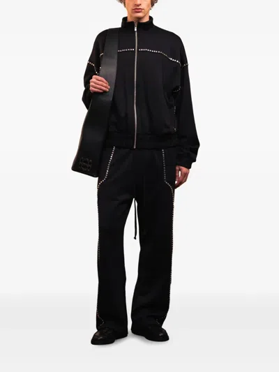 Rough Studded-detail Trousers In Black