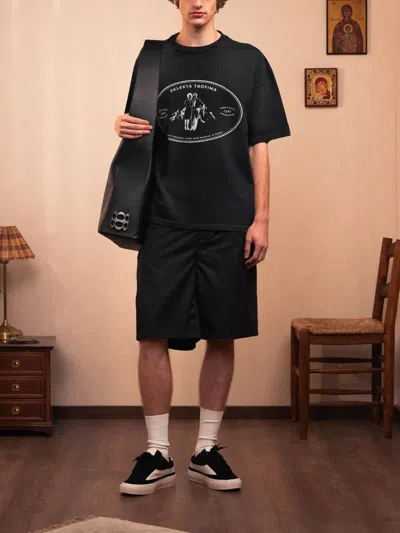 Rough Satin-finish Shorts In Black