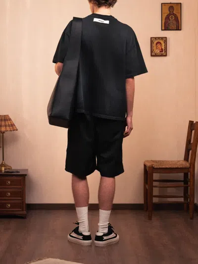 Rough Satin-finish Shorts In Black