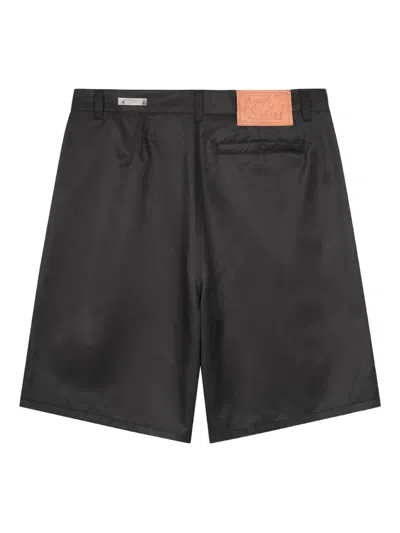 Rough Satin-finish Shorts In Black