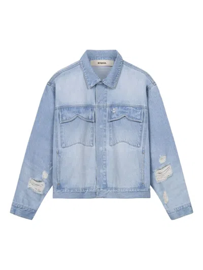 Rough Distressed Denim Jacket In Blue