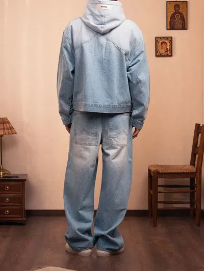 Rough Distressed Denim Jacket In Blue