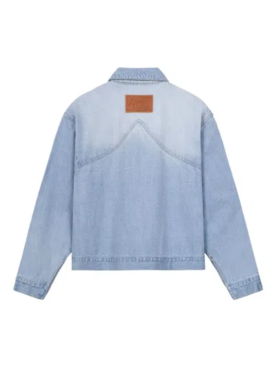 Rough Distressed Denim Jacket In Blue