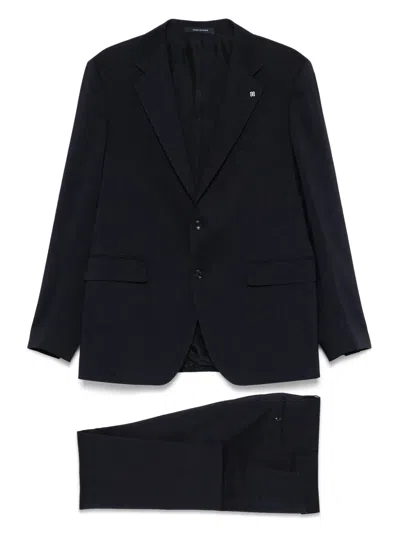 Tagliatore Midnight Blue Tailored Suit Jacket In Animal Print