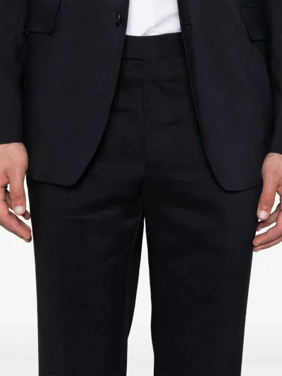 Tagliatore Midnight Blue Tailored Suit Jacket In Animal Print