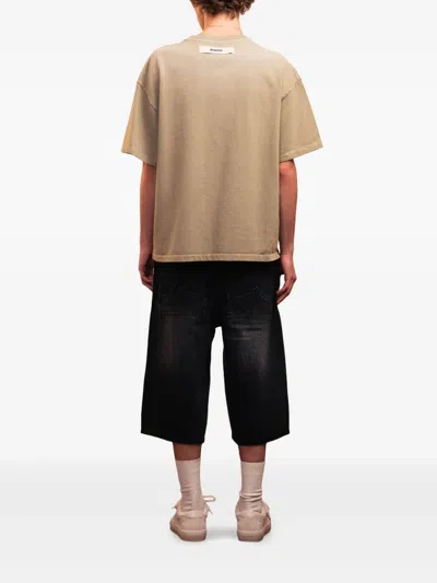 Rough Denim Knee-length Shorts In Black