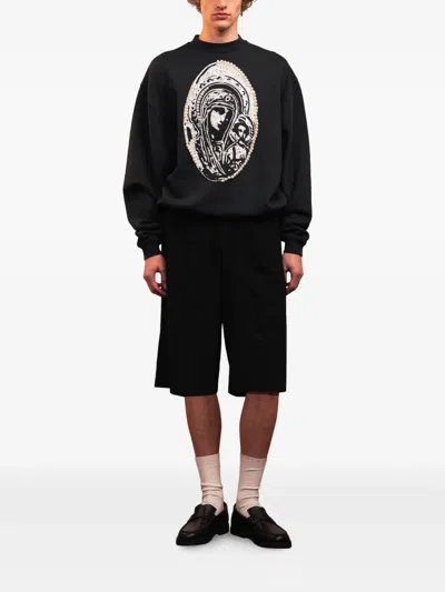 Rough Satin-finish Shorts In Black