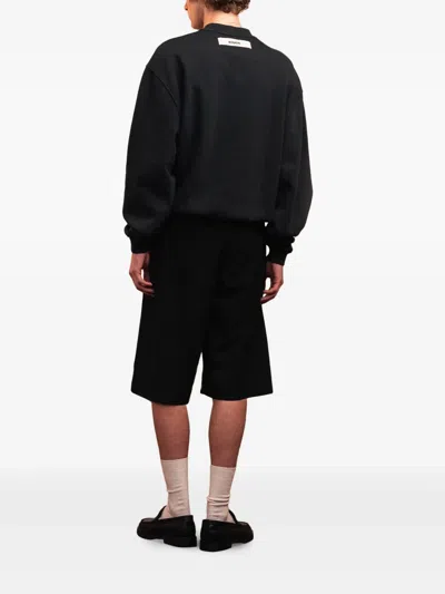 Rough Satin-finish Shorts In Black