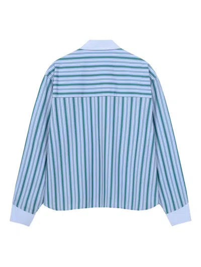 Rough Striped Button-up Shirt In Blue