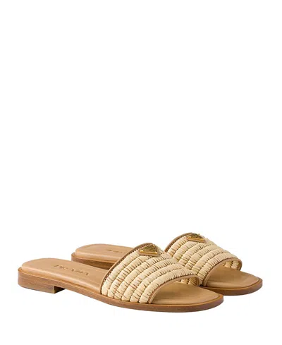 Prada Woman Beige Sandals & Slides In Natural