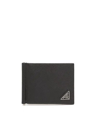 Prada Saffiano Leather Bi-fold Wallet In Black