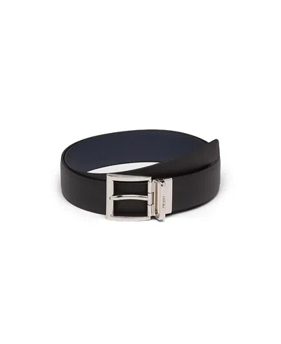 Prada Reversible Belt In Black/baltic Blue