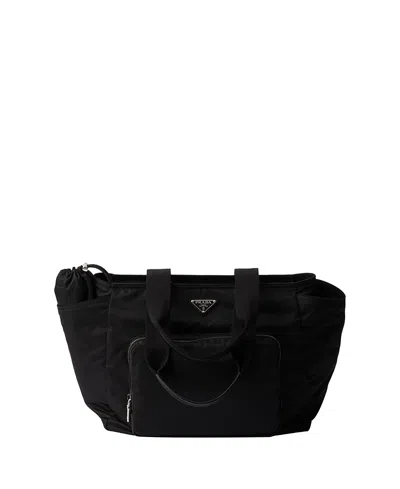 Prada Versatile Tote Nylon Multiple Pockets In Black