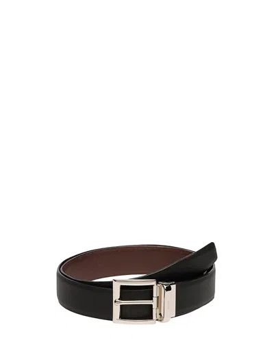 Prada Two-tone Saffiano Leather Reversibile Belt In Black/burnt Sienna