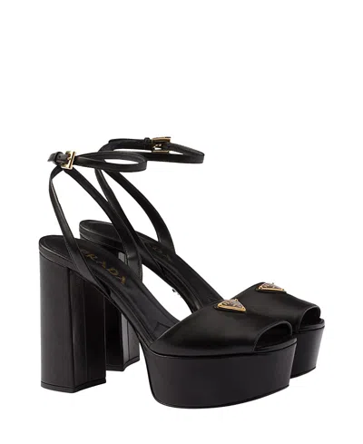 Prada Black Nappa Leather Sandals In Black