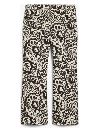 Weekend Max Mara Printed Trousers With Pockets And Belt Loops In Black