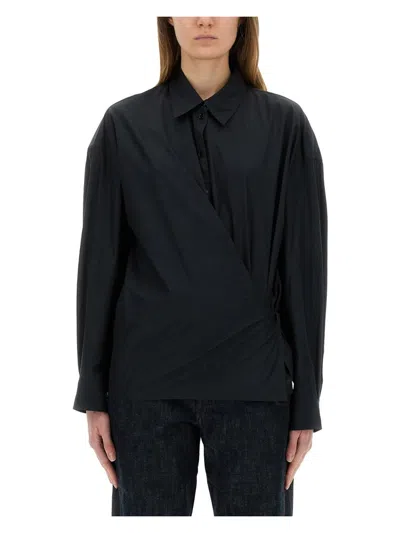 Lemaire Draped Shirt In Black