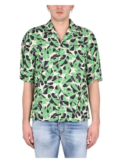 Dsquared2 Multicoloured Short-sleeved Shirt With Leaf Print In Multicolour