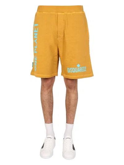 Dsquared2 One Life One Planet Bermuda Shorts In Yellow