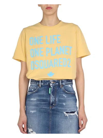 Dsquared2 One Life One Planet T-shirt In Yellow