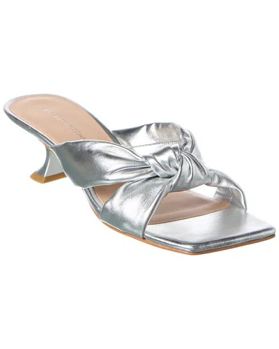 Stuart Weitzman Playa 50 Knot Kitten Heel Sandal In Silver