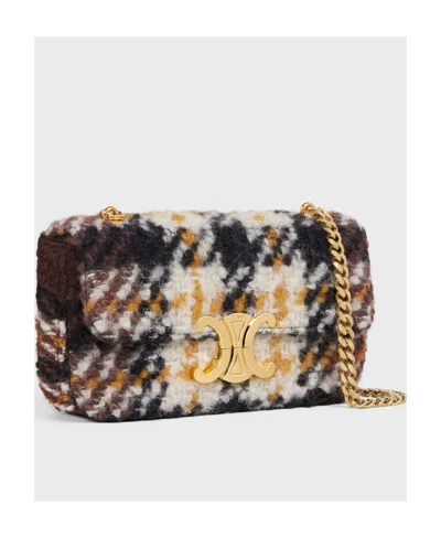 Celine Triomphe Shearling Shoulder Bag In Nude