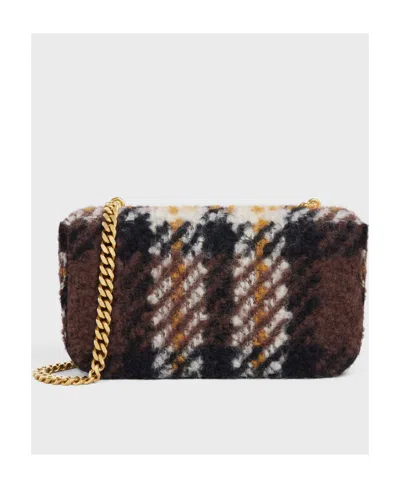 Celine Triomphe Shearling Shoulder Bag In Nude