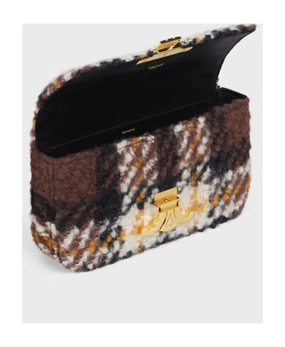 Celine Triomphe Shearling Shoulder Bag In Nude