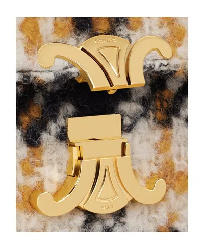 Celine Triomphe Shearling Shoulder Bag In Nude