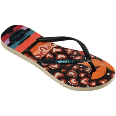 Havaianas Slim Patchwork Stripe Flip Flops In Beige