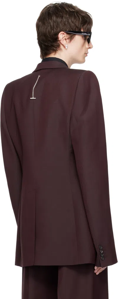 Alexander Mcqueen Burgundy Stacked Shoulder Single-breasted Blazer In Brown
