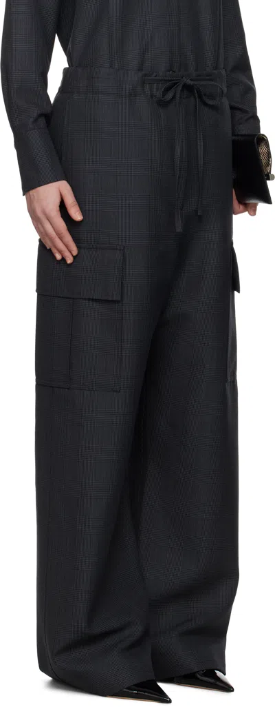 Alexander Mcqueen Gray Prince Of Wales Cargo Trousers In 1135 Black - Dark Gr