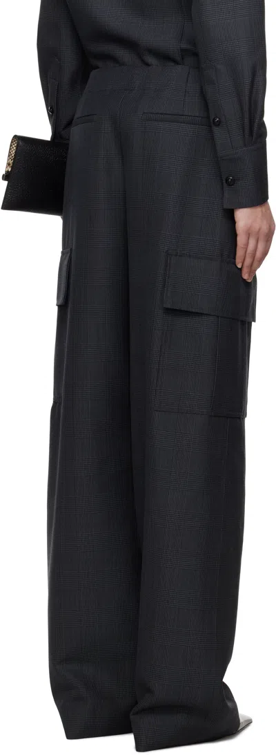 Alexander Mcqueen Gray Prince Of Wales Cargo Trousers In 1135 Black - Dark Gr