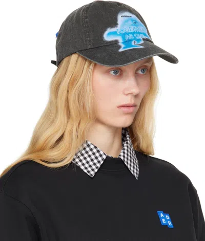 Ader Error Black Faded Denim Cap In Black