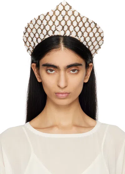 Bode Pinnacle Crown Headband In Cream Gold Crgld