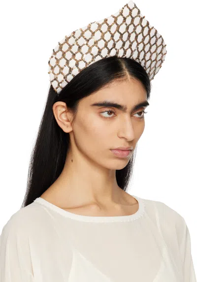 Bode Pinnacle Crown Headband In Cream Gold Crgld