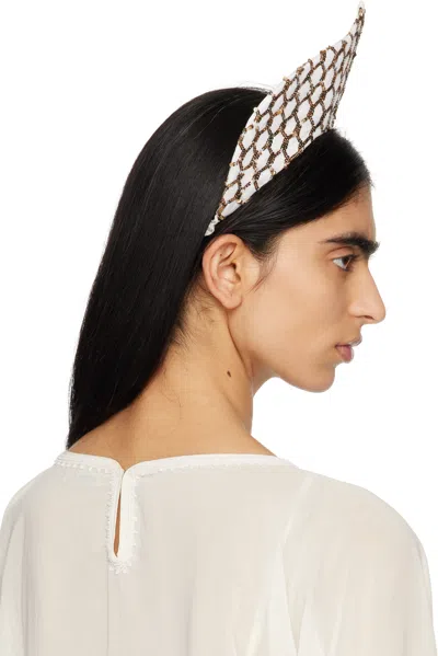 Bode Pinnacle Crown Headband In Cream Gold Crgld