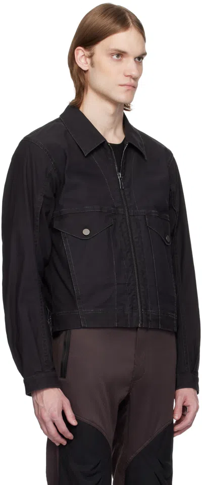 A. A. Spectrum Black Westwind Slim Trucker Jacket In Black Cloud