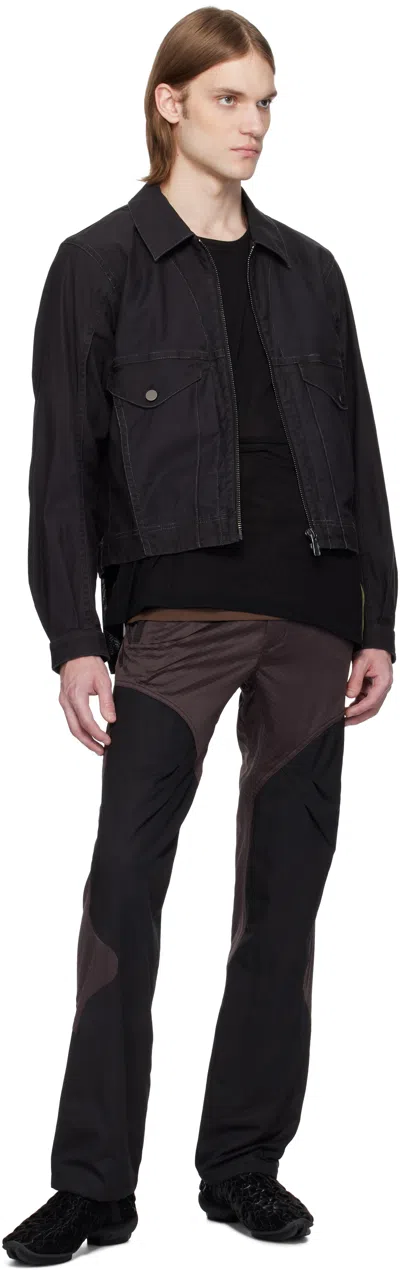 A. A. Spectrum Black Westwind Slim Trucker Jacket In Black Cloud