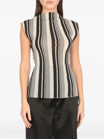 Philosophy Di Lorenzo Serafini Stretch Tulle Fabric With Striped Top In White