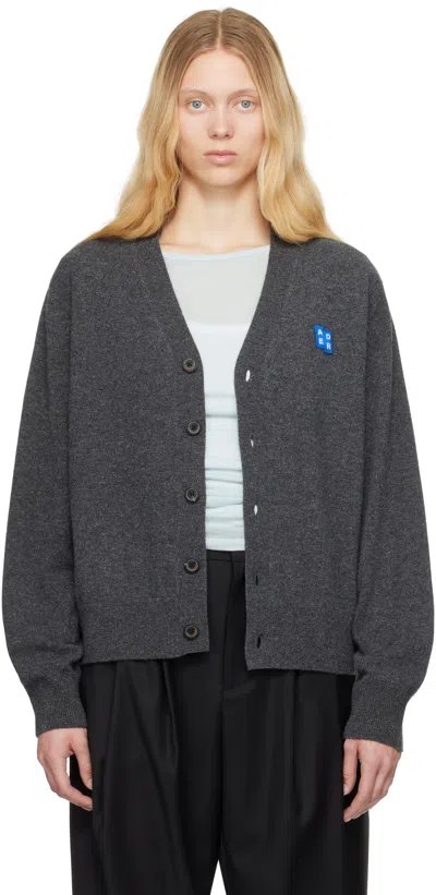 Ader Error Trs Tag V-neck Cardigan In Charcoal
