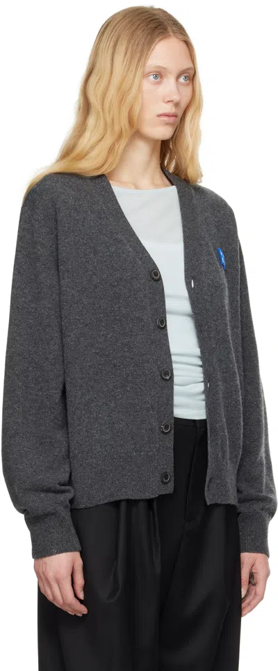 Ader Error Trs Tag V-neck Cardigan In Charcoal