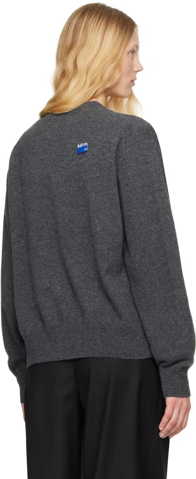 Ader Error Trs Tag V-neck Cardigan In Charcoal