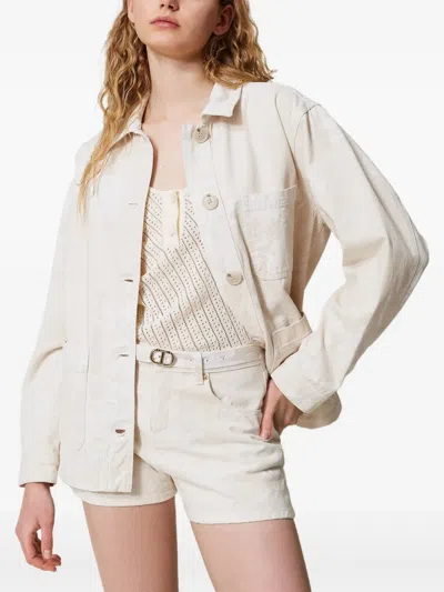 Twinset Twin-set 100% Cotton Comfortable Shorts In White